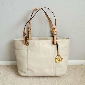 Michael Kors Cream Pebbled Leather Tote